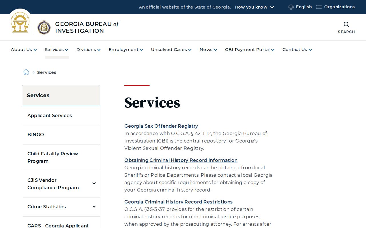 Tift County criminal history access through GBI services