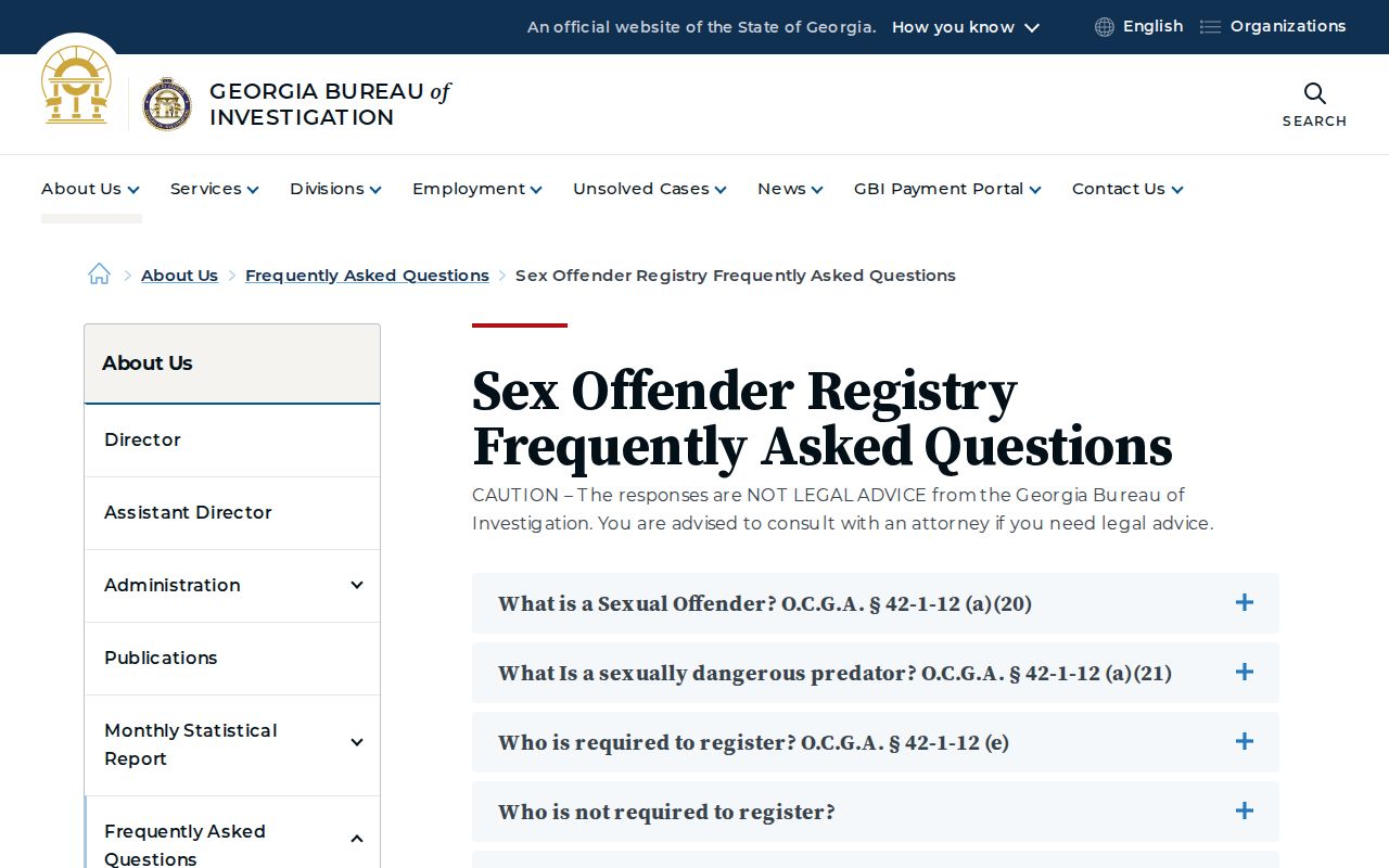 Tift County sex offender registry guidance and no-result explanations