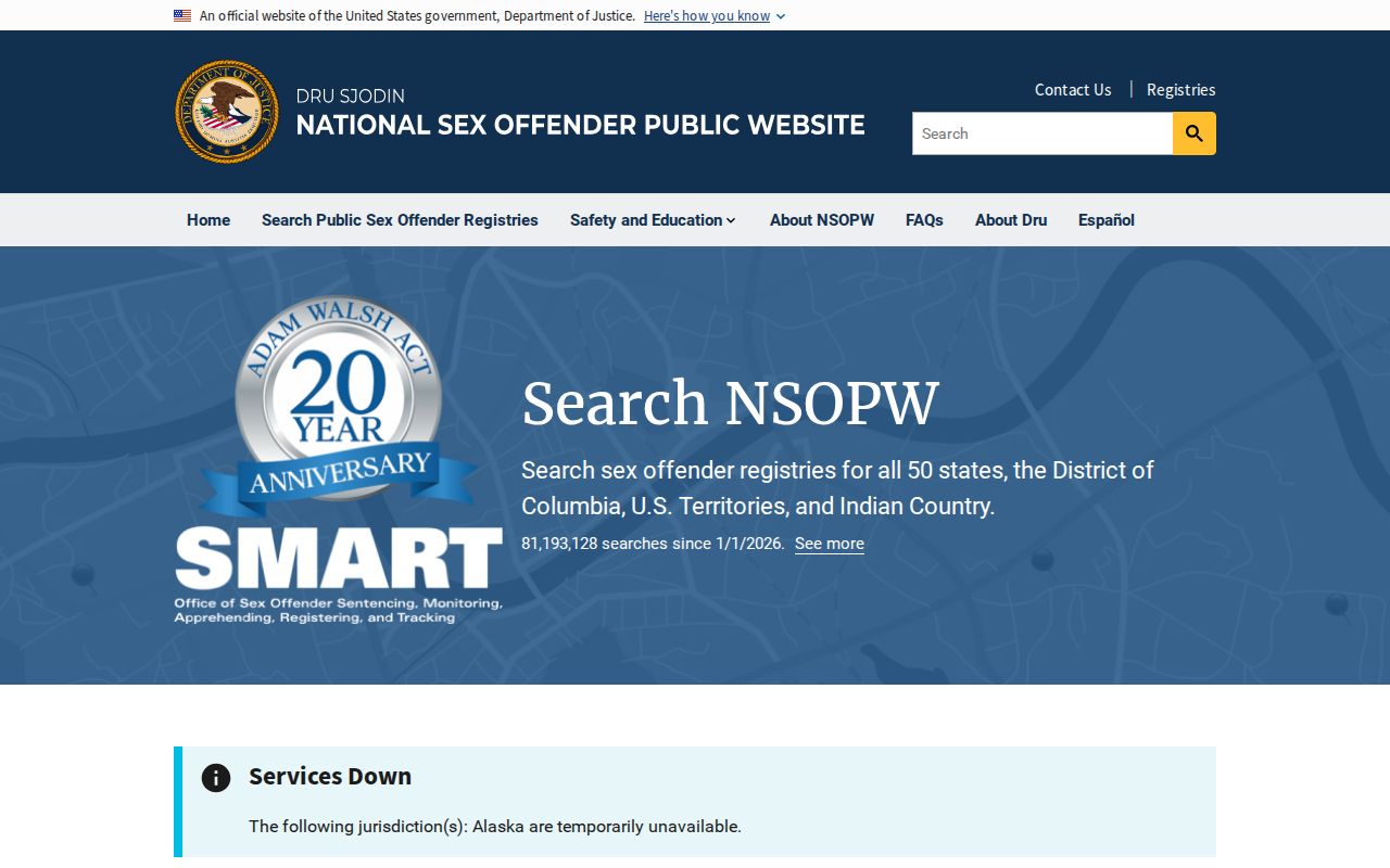National search layer for a Tift County sex offender check