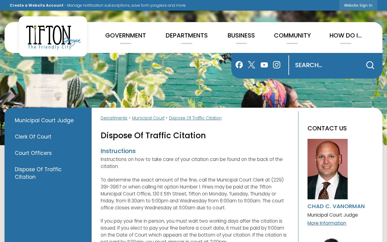 Tifton citation disposition and Municipal Court criminal record access
